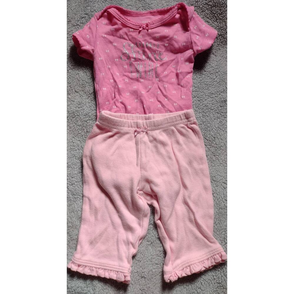 Carter's Just One You Pink Bow Sparkle Shine Twirl Newborn Bodysuit and Pants